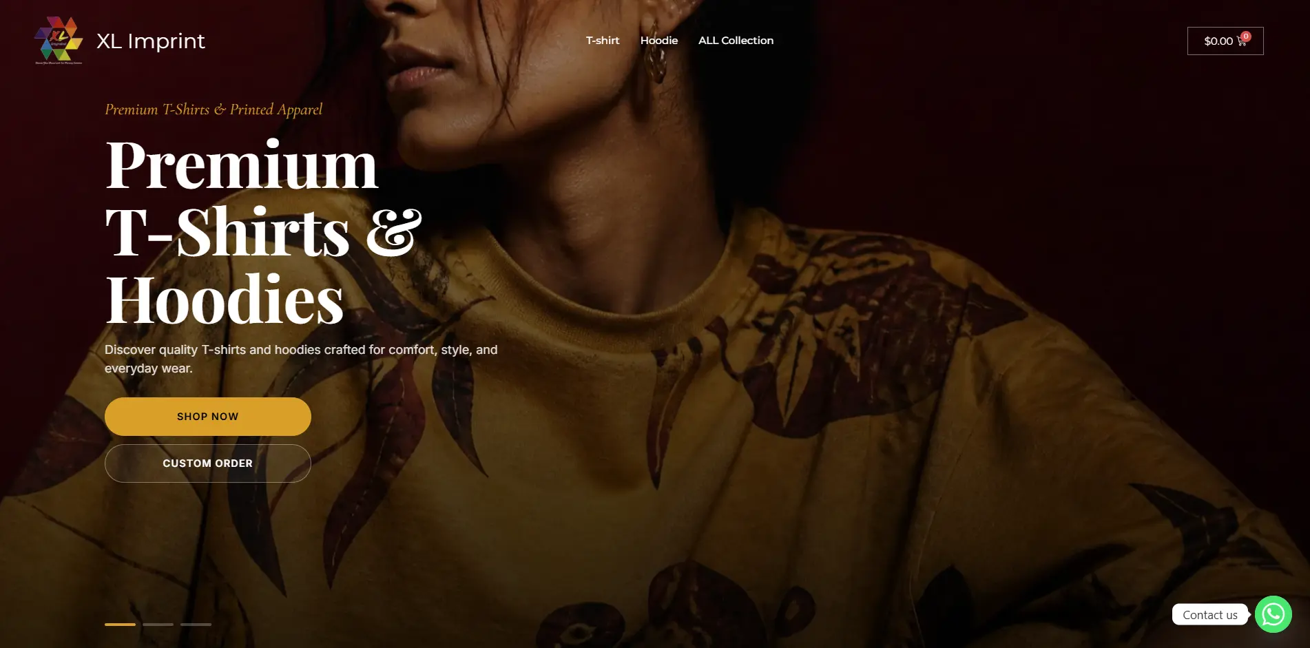 XL Imprint apparel e-commerce website