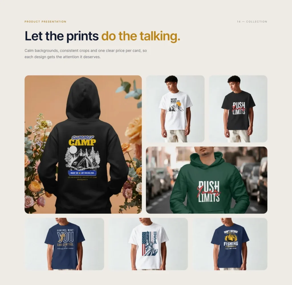 XL Imprint T-shirt and hoodie product photography