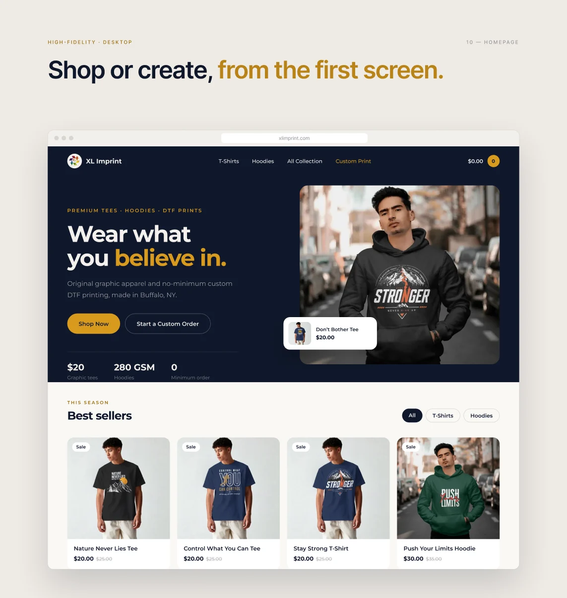 XL Imprint e-commerce homepage built by Soft Tech Gen