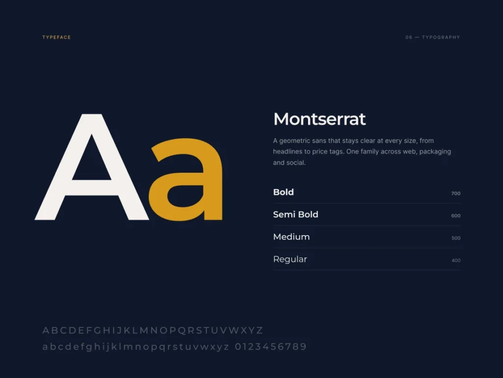 Montserrat typeface specimen for XL Imprint